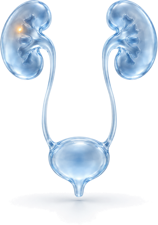 3D illustration of the urinary system: kidneys, ureters and bladder